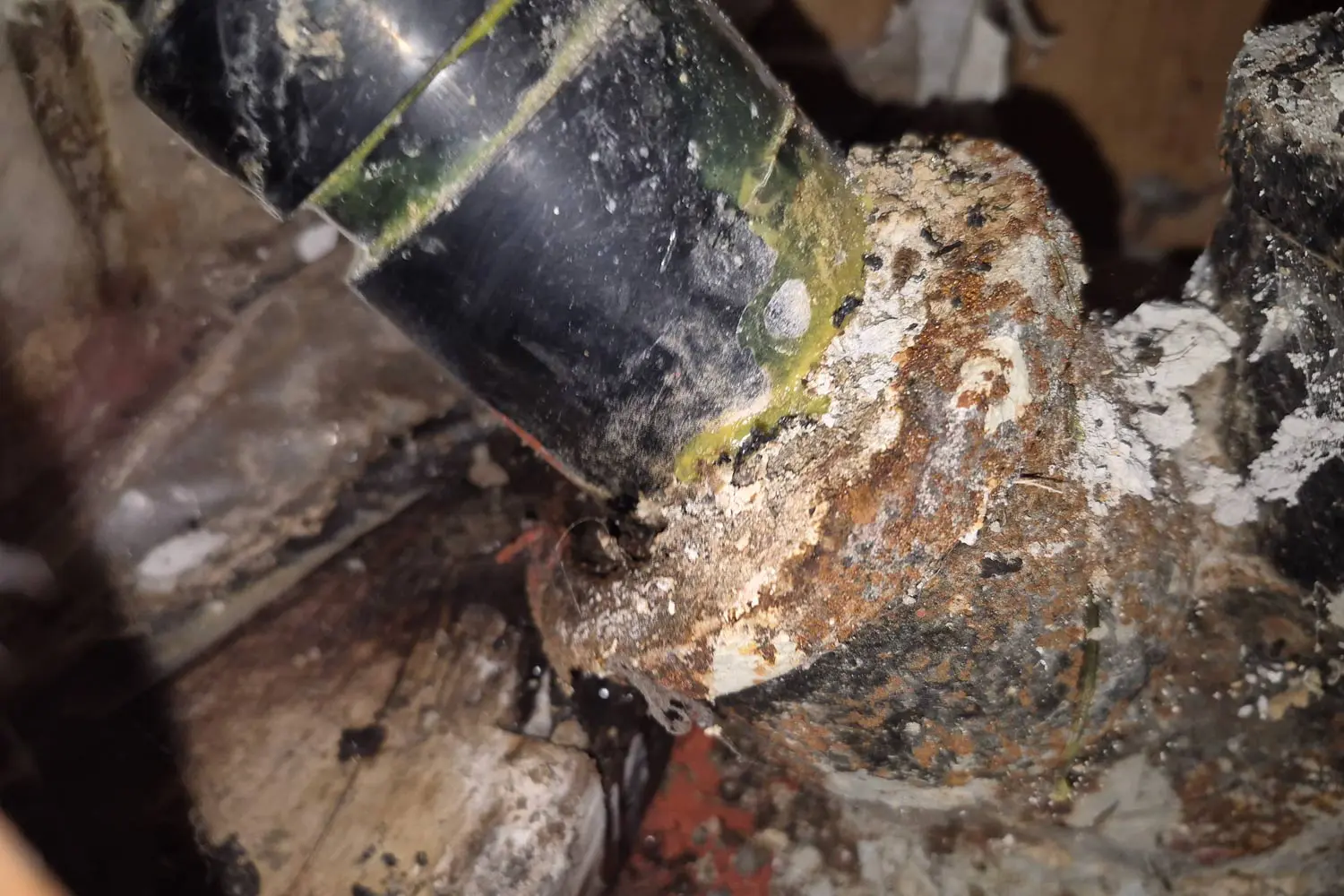 Cast iron stack photo from a SW Calgary home in Oakridge that has an issue.